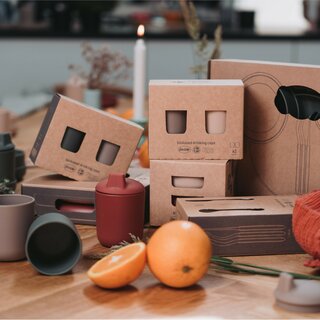 tiny Bio Essgeschirr grau+braun (Geschenkbox)