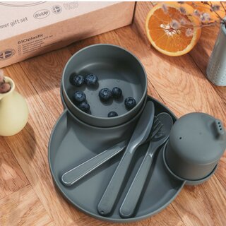 tiny Bio Essgeschirr grau-grn (Geschenkbox)