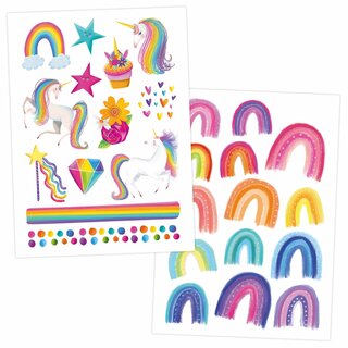 Metallic-Tattoos - Einhorn & Regenbogen